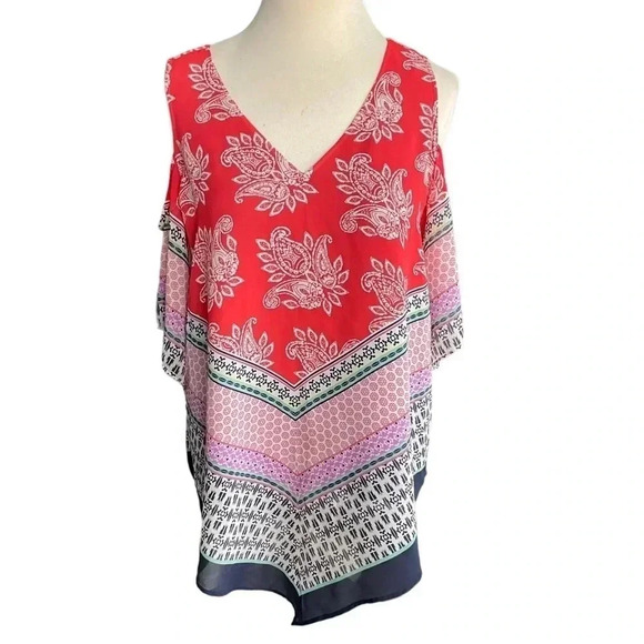 Daniel Rainn DR2 *Nordstrom* Bandana Print Open Shoulder Triangle Top Medium - Picture 5 of 15